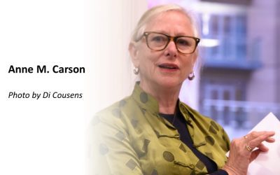 Mx Carson, in the library, with the pen